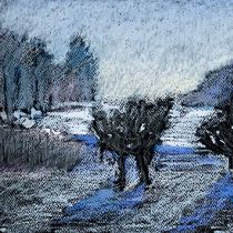 On the way to Warsaw, oil pastel, 25 x 70 cm, 2022, private collection - Poland